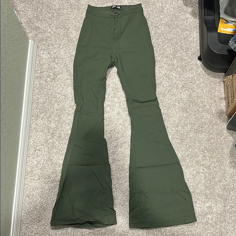 Green Flared Pants